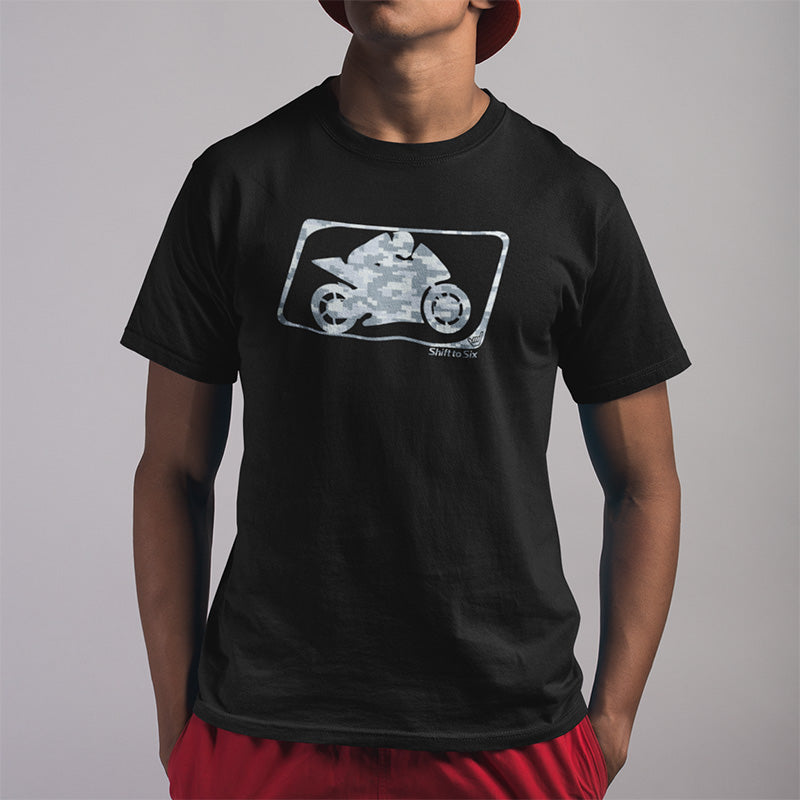 Motorcycle Racer Camo Logo Short Sleeve T-Shirt