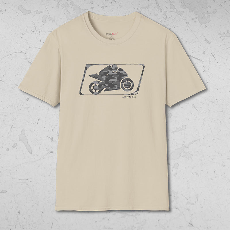 Motorcycle Racer Camo Logo Short Sleeve T-Shirt