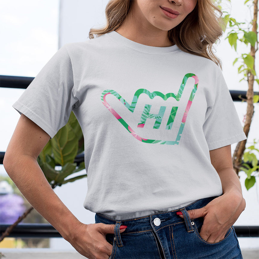 Short Sleeve Hawaii HI Shaka Floral T-Shirt
