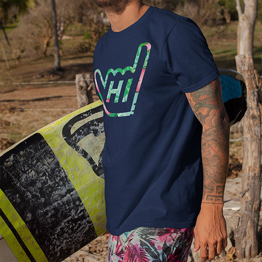Short Sleeve Hawaii HI Shaka Floral T-Shirt