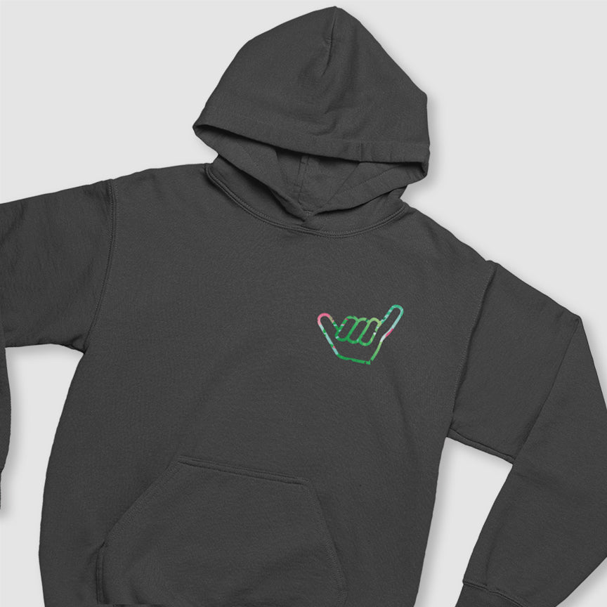 Hawaii HI Shaka Floral Hand Unisex Midweight Pullover Hoodie