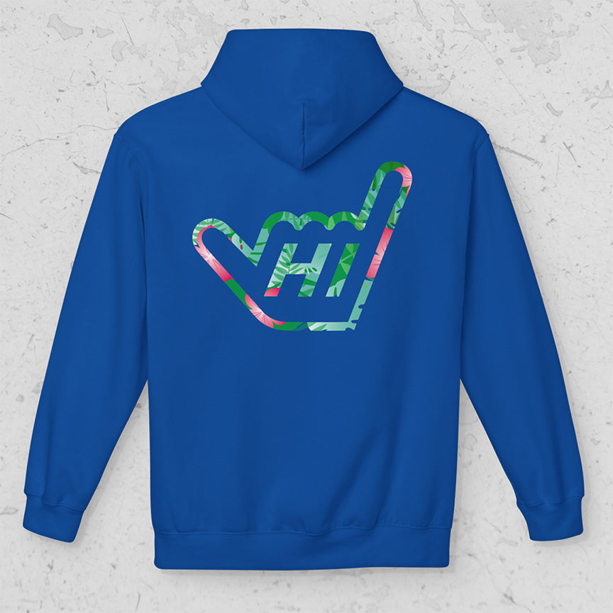 Hawaii HI Shaka Floral Hand Unisex Midweight Pullover Hoodie