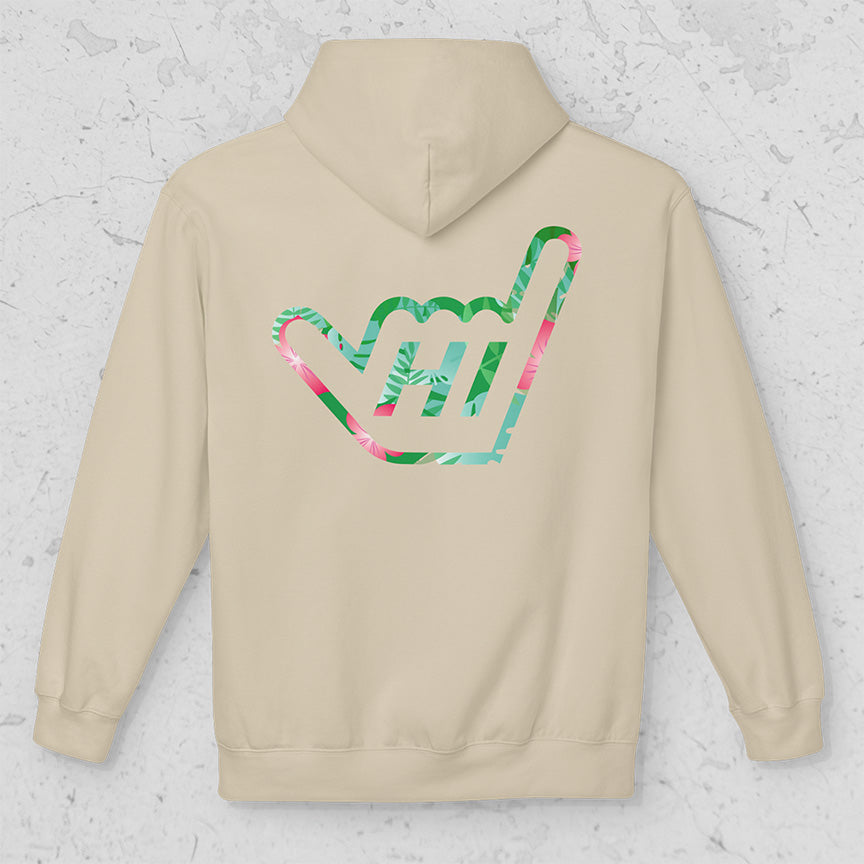 Hawaii HI Shaka Floral Hand Unisex Midweight Pullover Hoodie