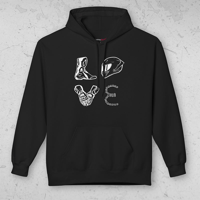 LOVE Moto Racing Pullover Midweight Soft Fleece Sweatshirt Hoodie