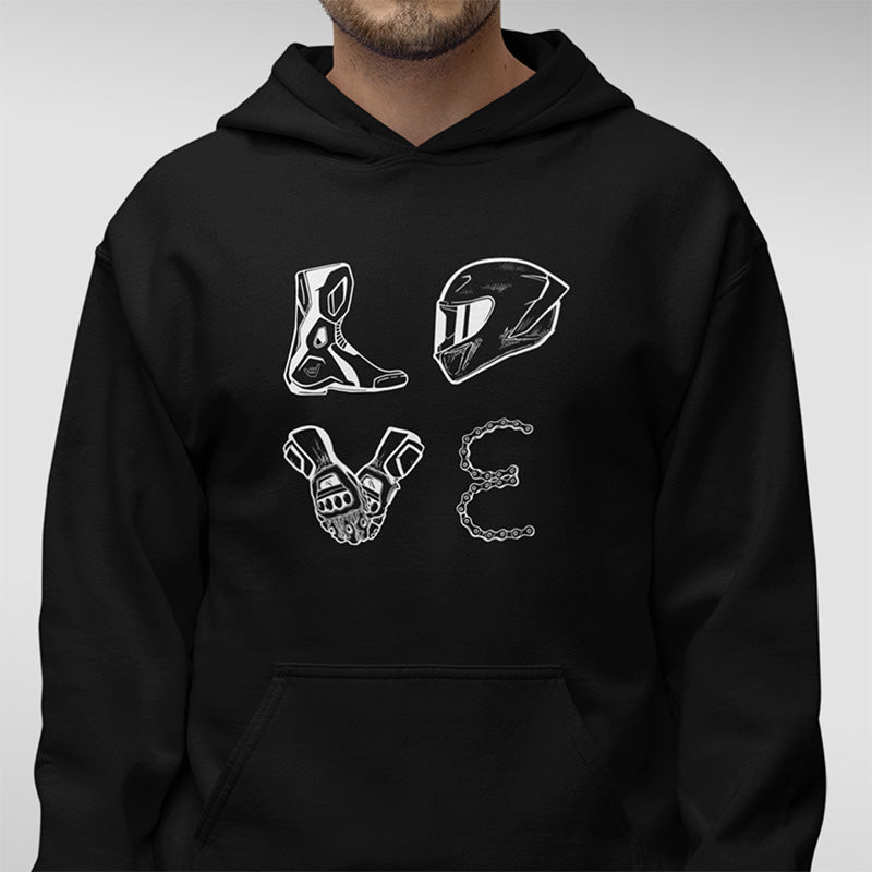 LOVE Moto Racing Pullover Midweight Soft Fleece Sweatshirt Hoodie