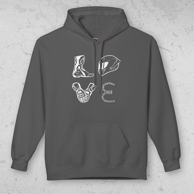 LOVE Moto Racing Pullover Midweight Soft Fleece Sweatshirt Hoodie