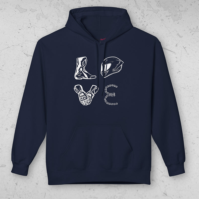 LOVE Moto Racing Pullover Midweight Soft Fleece Sweatshirt Hoodie