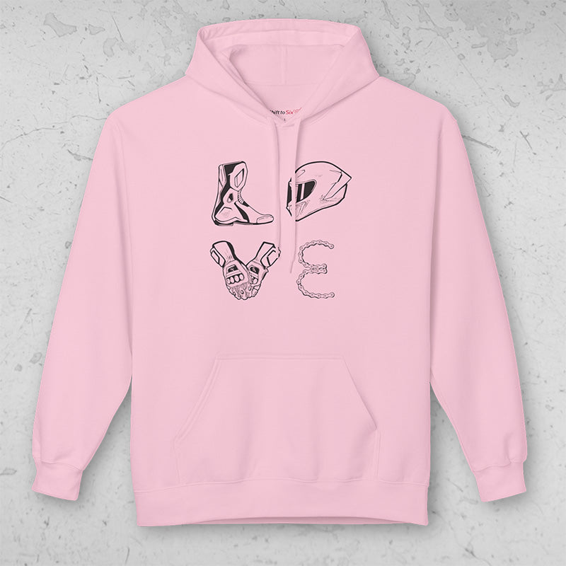 LOVE Moto Racing Pullover Midweight Soft Fleece Sweatshirt Hoodie