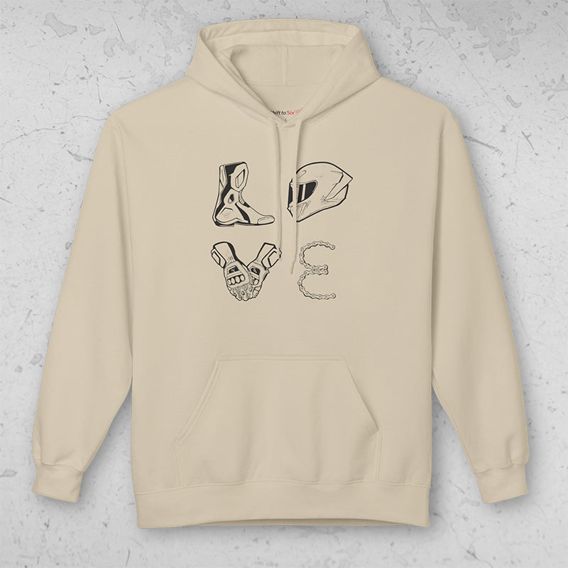 LOVE Moto Racing Pullover Midweight Soft Fleece Sweatshirt Hoodie
