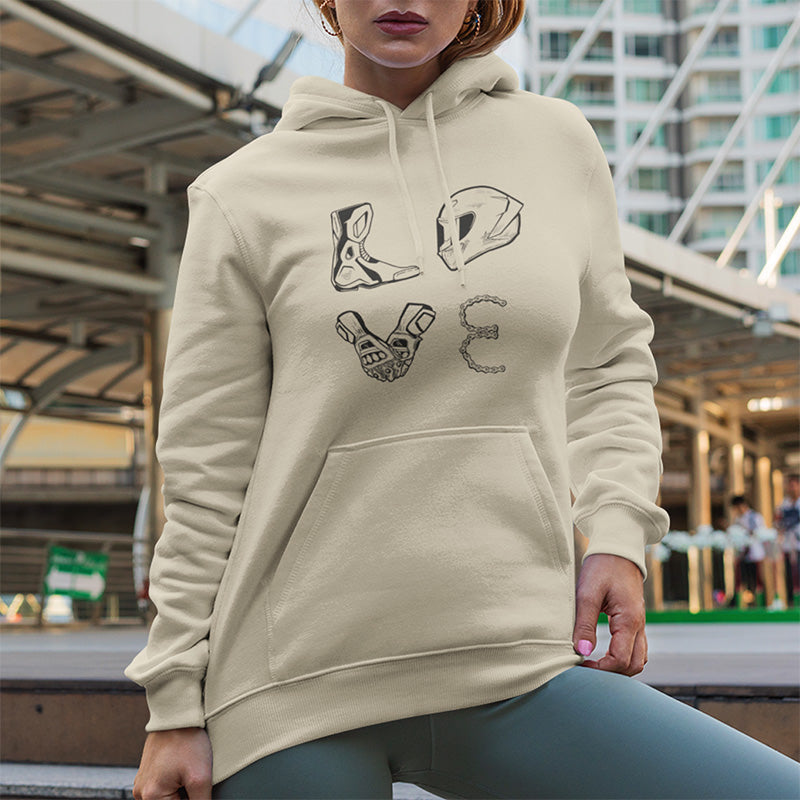 LOVE Moto Racing Pullover Midweight Soft Fleece Sweatshirt Hoodie