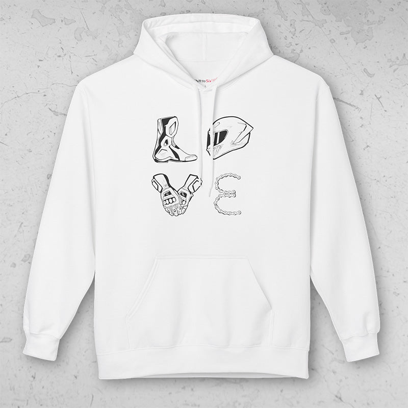 LOVE Moto Racing Pullover Midweight Soft Fleece Sweatshirt Hoodie