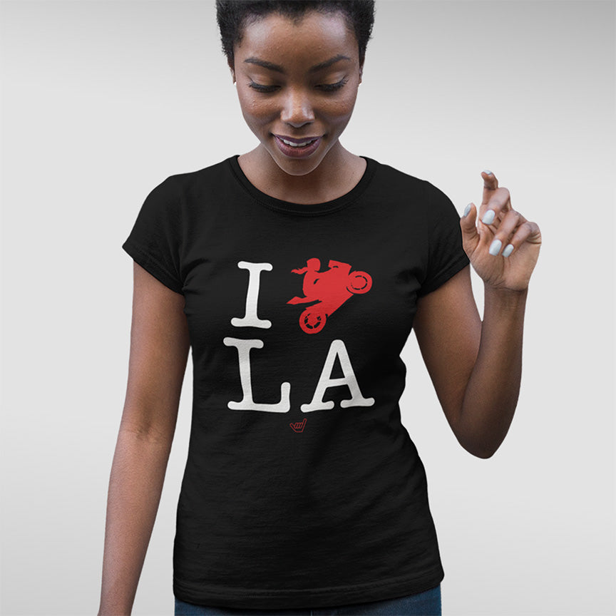 Womens Ride LA (I Love Los Angeles) Motorcycle Girl Rider t-shirt