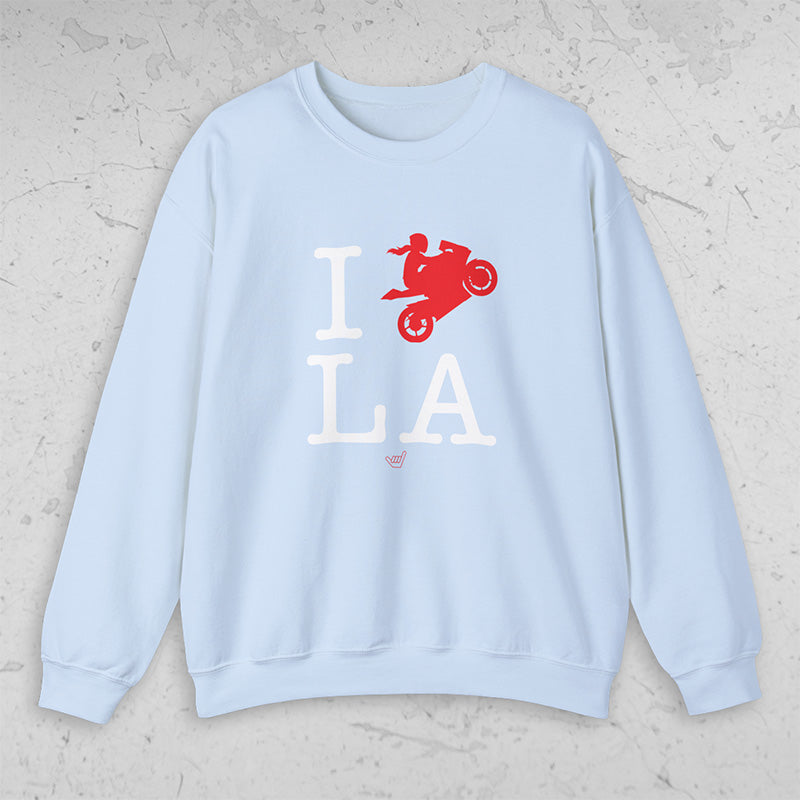 Ride LA (I Love Los Angeles) Motorcycle Girl Rider Unisex Fit Sweatshirt