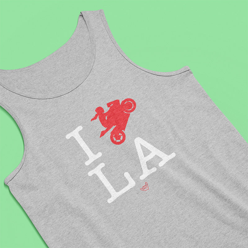 Ride LA (I Love Los Angeles) Motorcycle Girl Rider Jersey Tank Top