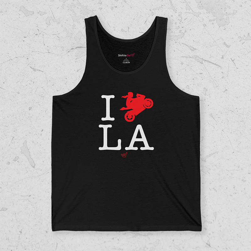 Ride LA (I Love Los Angeles) Motorcycle Girl Rider Jersey Tank Top