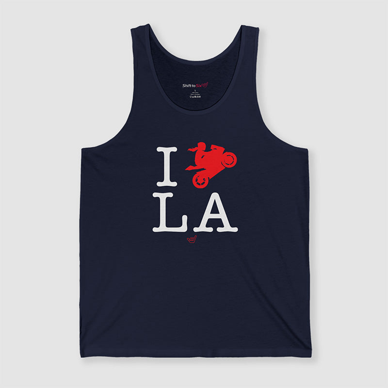 Ride LA (I Love Los Angeles) Motorcycle Girl Rider Jersey Tank Top