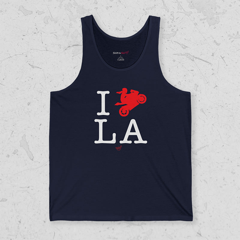 Ride LA (I Love Los Angeles) Motorcycle Girl Rider Jersey Tank Top