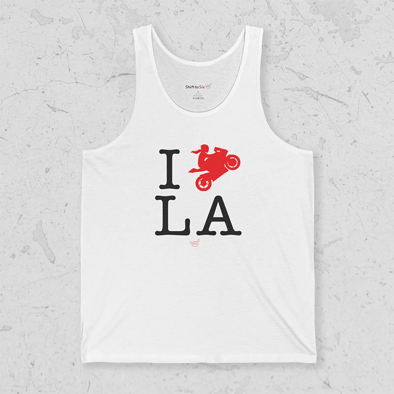 Ride LA (I Love Los Angeles) Motorcycle Girl Rider Jersey Tank Top