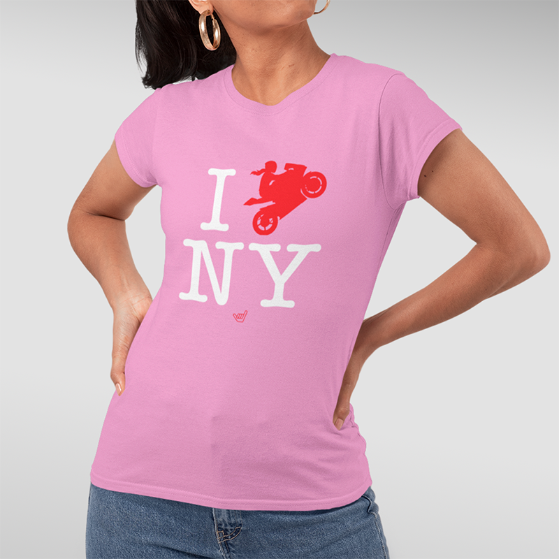 Womens Ride NY (I Love New York) Girl Motorcycle Rider t-shirt