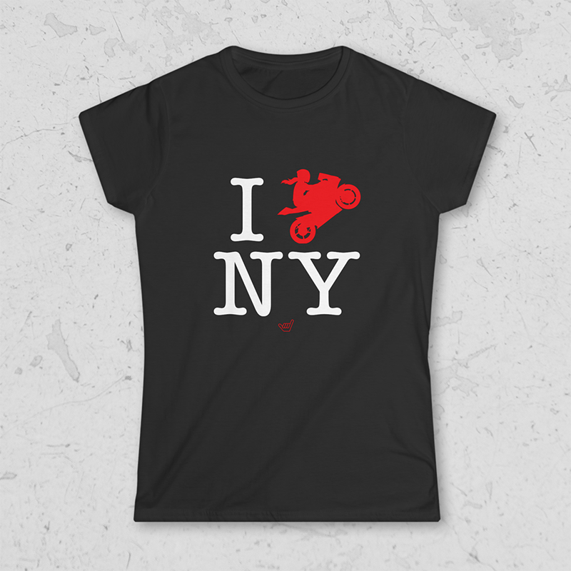 Womens Ride NY (I Love New York) Girl Motorcycle Rider t-shirt