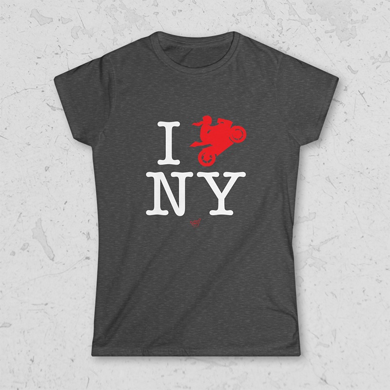 Womens Ride NY (I Love New York) Girl Motorcycle Rider t-shirt