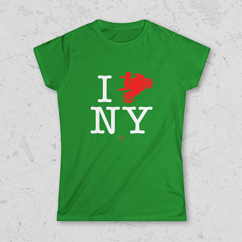 Womens Ride NY (I Love New York) Girl Motorcycle Rider t-shirt