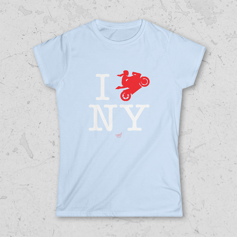 Womens Ride NY (I Love New York) Girl Motorcycle Rider t-shirt