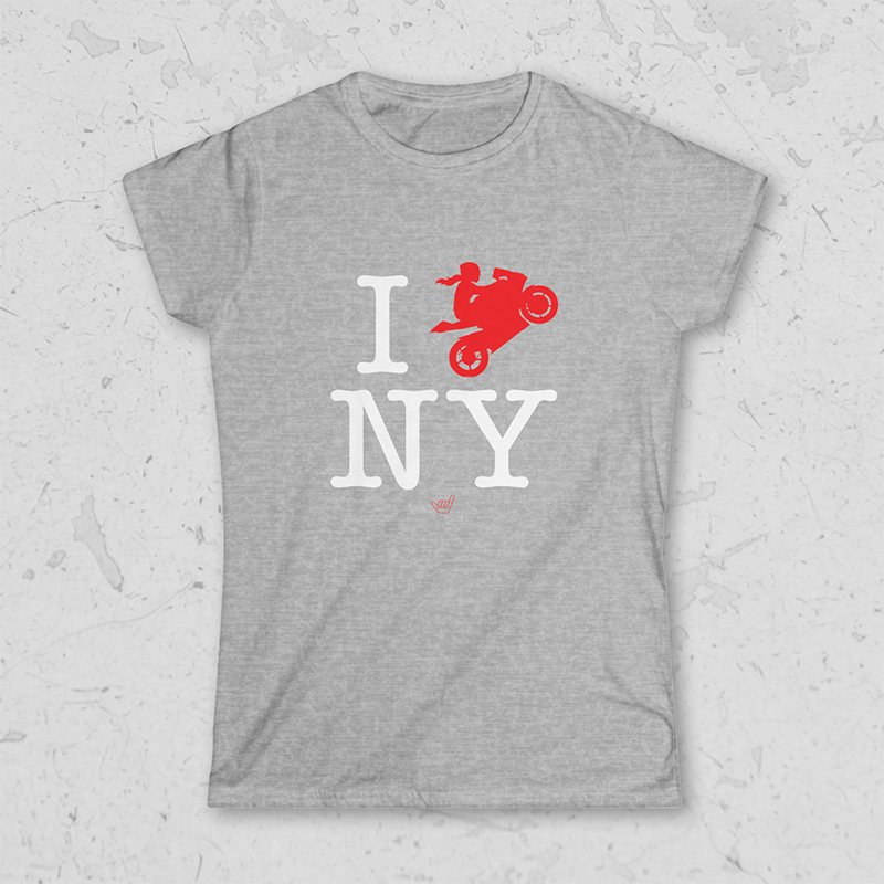 Womens Ride NY (I Love New York) Girl Motorcycle Rider t-shirt