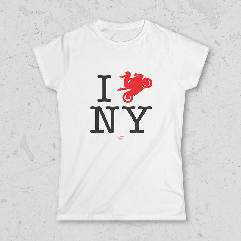 Womens Ride NY (I Love New York) Girl Motorcycle Rider t-shirt