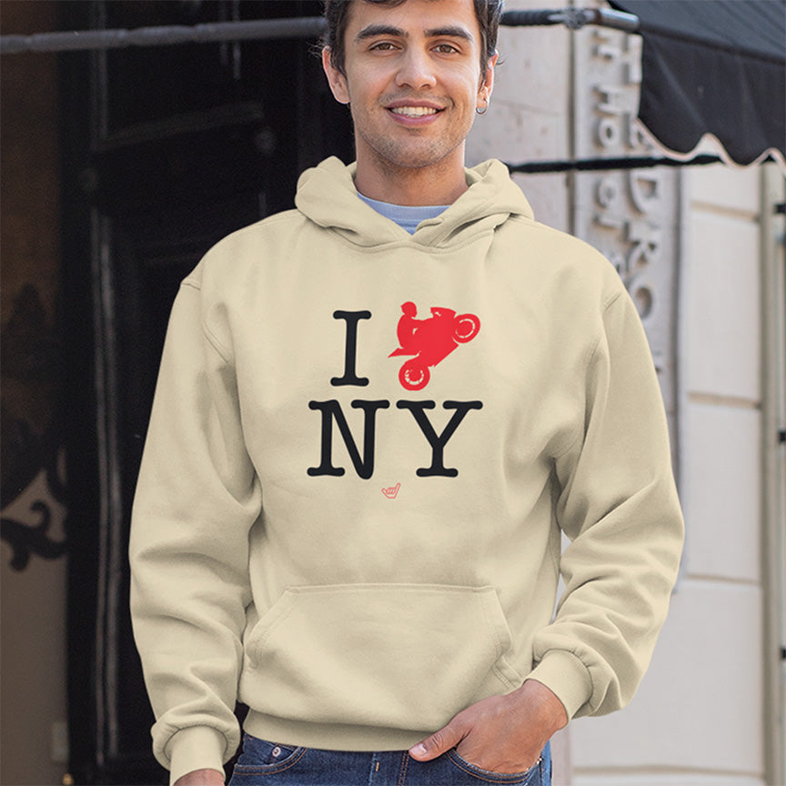 Ride NY (I Love New York) Pullover Midweight Soft Fleece Sweatshirt Hoodie