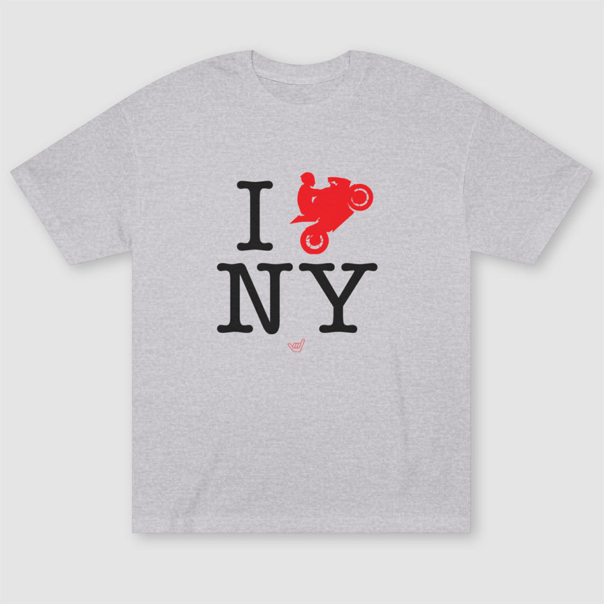 Ride NY 'I Love NY' Motorcycle Rider Unisex Relaxed Fit Heavyweight Tee T-Shirt