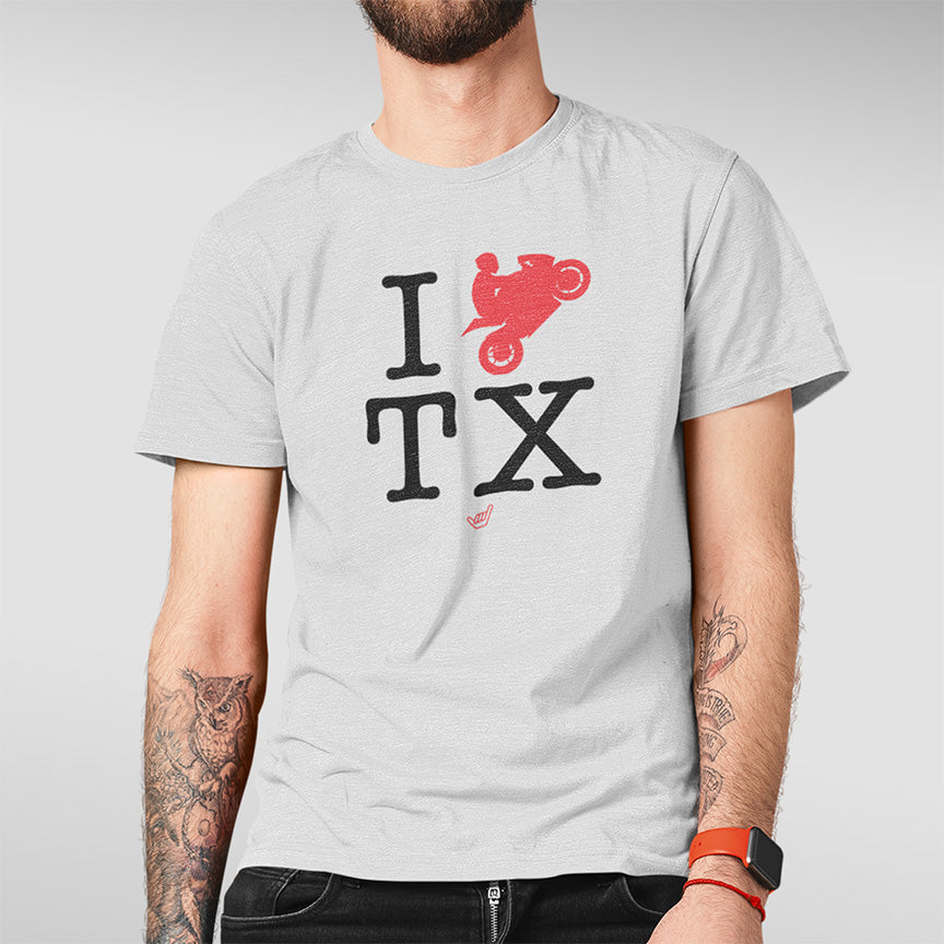 Ride TX (I Love Texas) Motorcycle Rider Unisex Heavyweight Tee