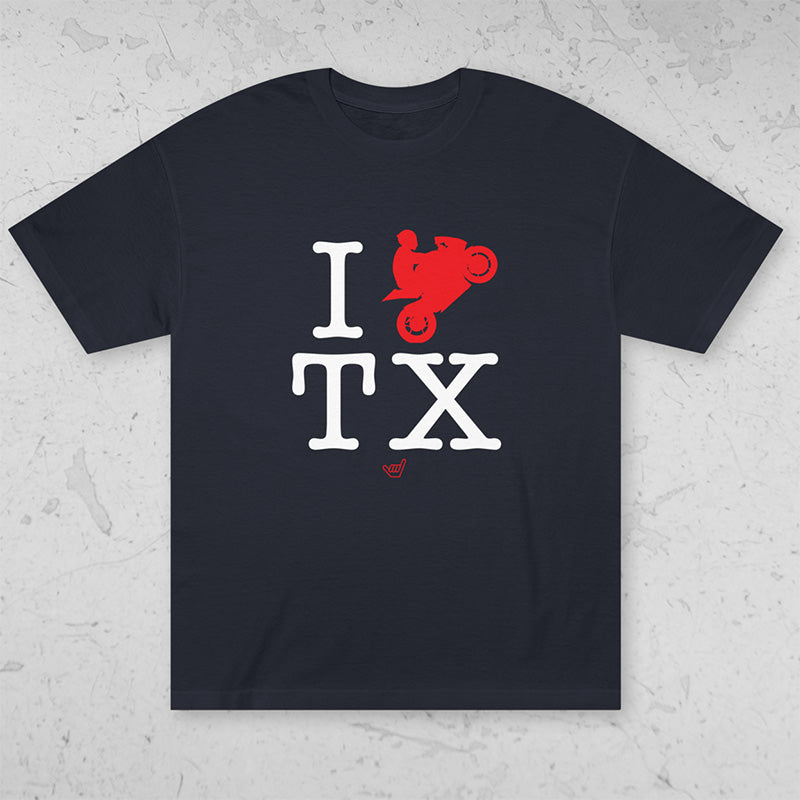 Ride TX (I Love Texas) Motorcycle Rider Unisex Heavyweight Tee