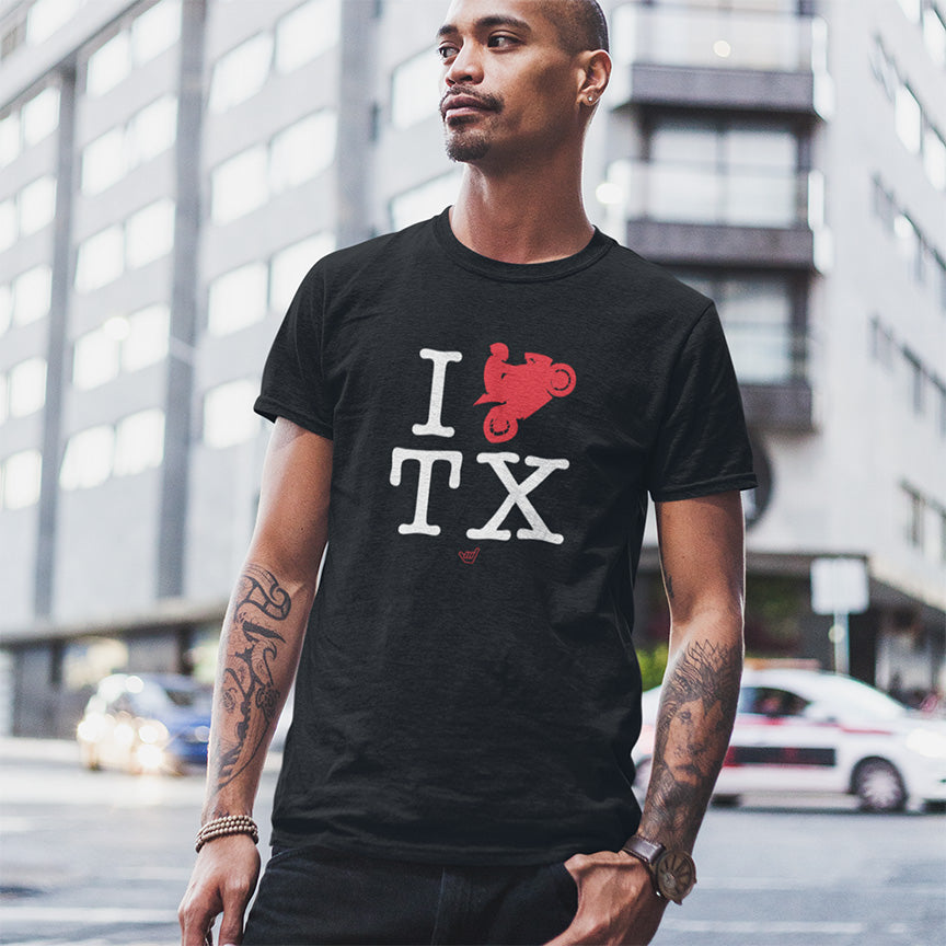Ride TX (I Love Texas) Motorcycle Rider Unisex Heavyweight Tee