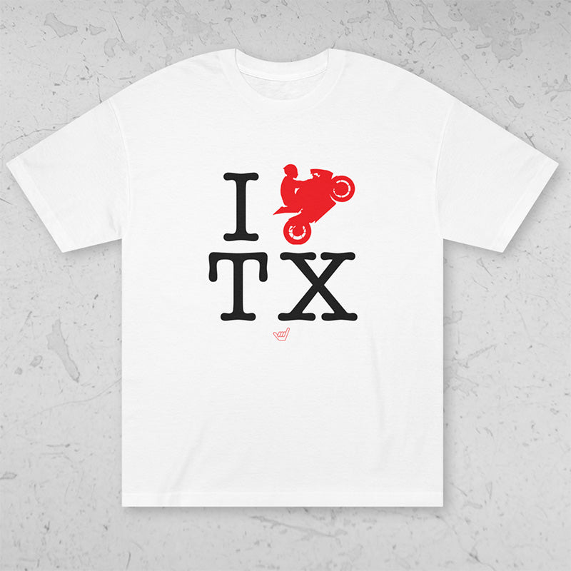 Ride TX (I Love Texas) Motorcycle Rider Unisex Heavyweight Tee