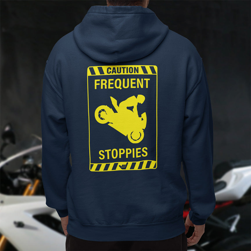 CAUTION: FREQUENT STOPPIES Sign Midweight Soft Fleece Hoodie Sweatshirt