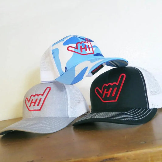 Hawaii 'HI' Shaka Hand Trucker Mesh Snap back Adjustable Embroidered Hat