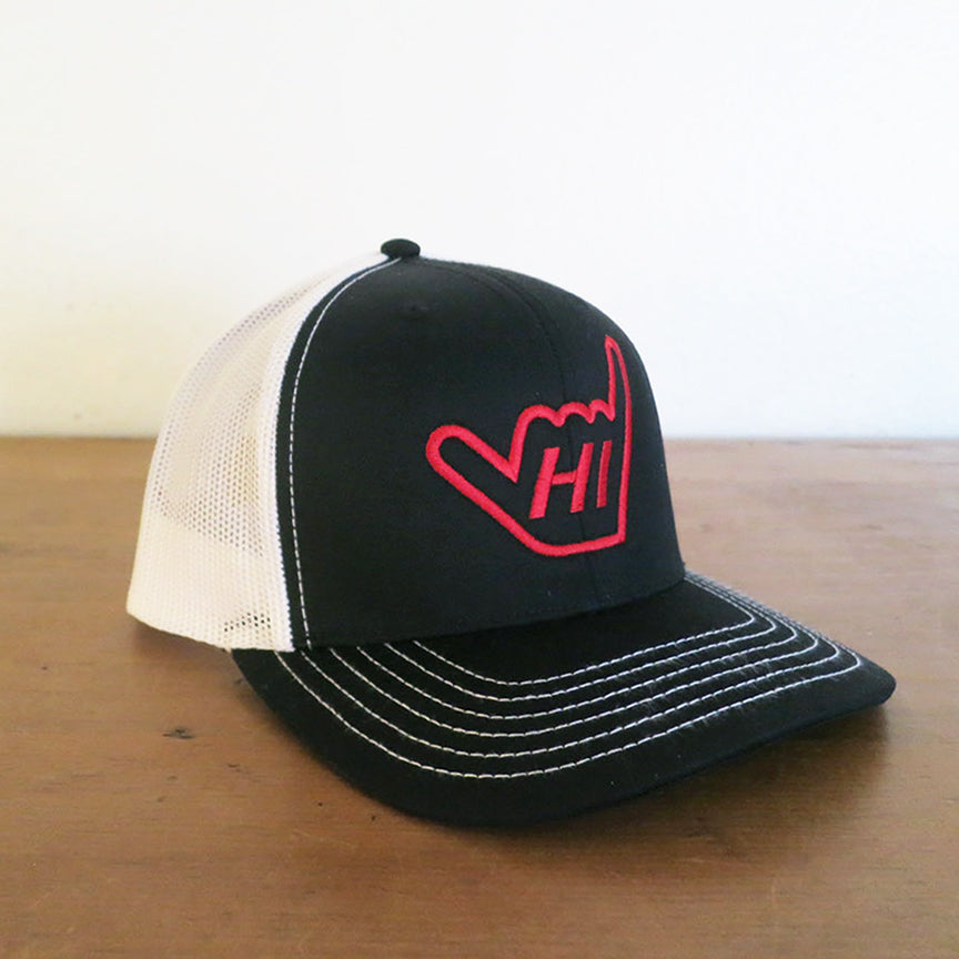 Hawaii 'HI' Shaka Hand Trucker Mesh Snap back Adjustable Embroidered Hat