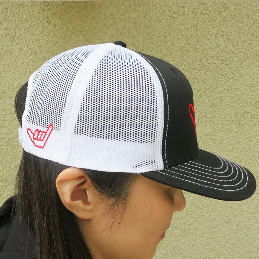 Hawaii 'HI' Shaka Hand Trucker Mesh Snap back Adjustable Embroidered Hat
