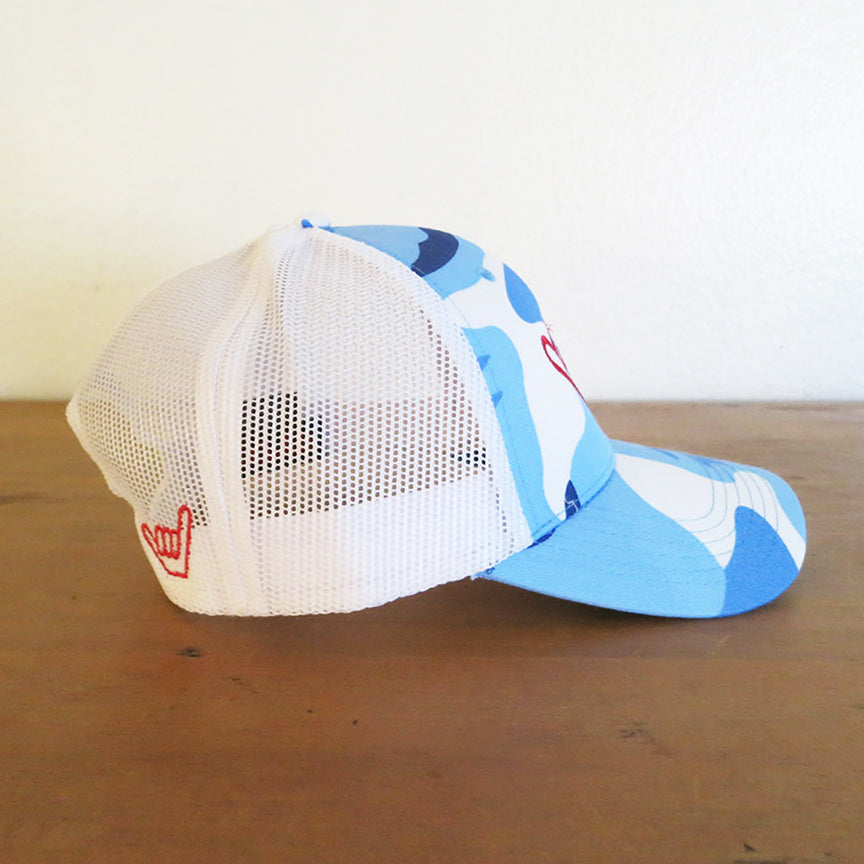 Hawaii 'HI' Shaka Hand Trucker Mesh Snap back Adjustable Embroidered Hat