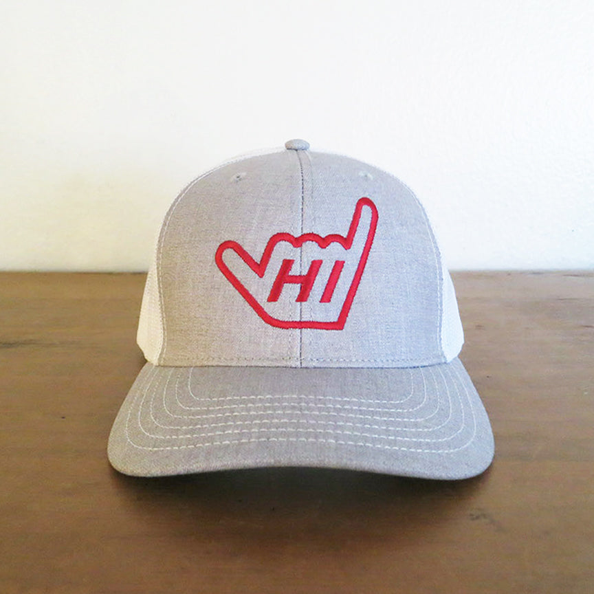 Hawaii 'HI' Shaka Hand Trucker Mesh Snap back Adjustable Embroidered Hat