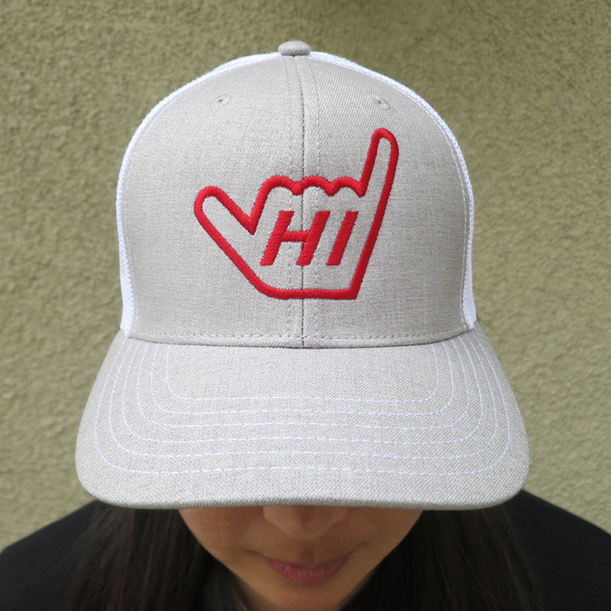 Hawaii 'HI' Shaka Hand Trucker Mesh Snap back Adjustable Embroidered Hat