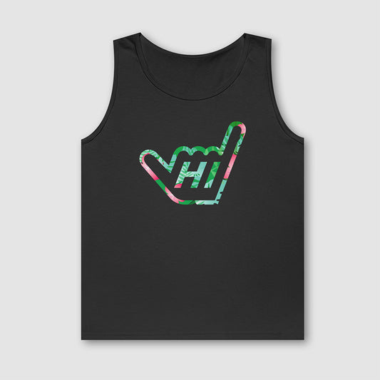 Hawaii HI Shaka Floral Pattern Unisex Tank Top