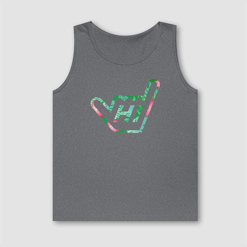 Hawaii HI Shaka Floral Pattern Unisex Tank Top