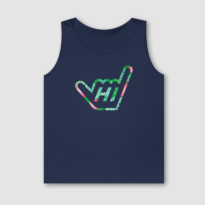 Hawaii HI Shaka Floral Pattern Unisex Tank Top