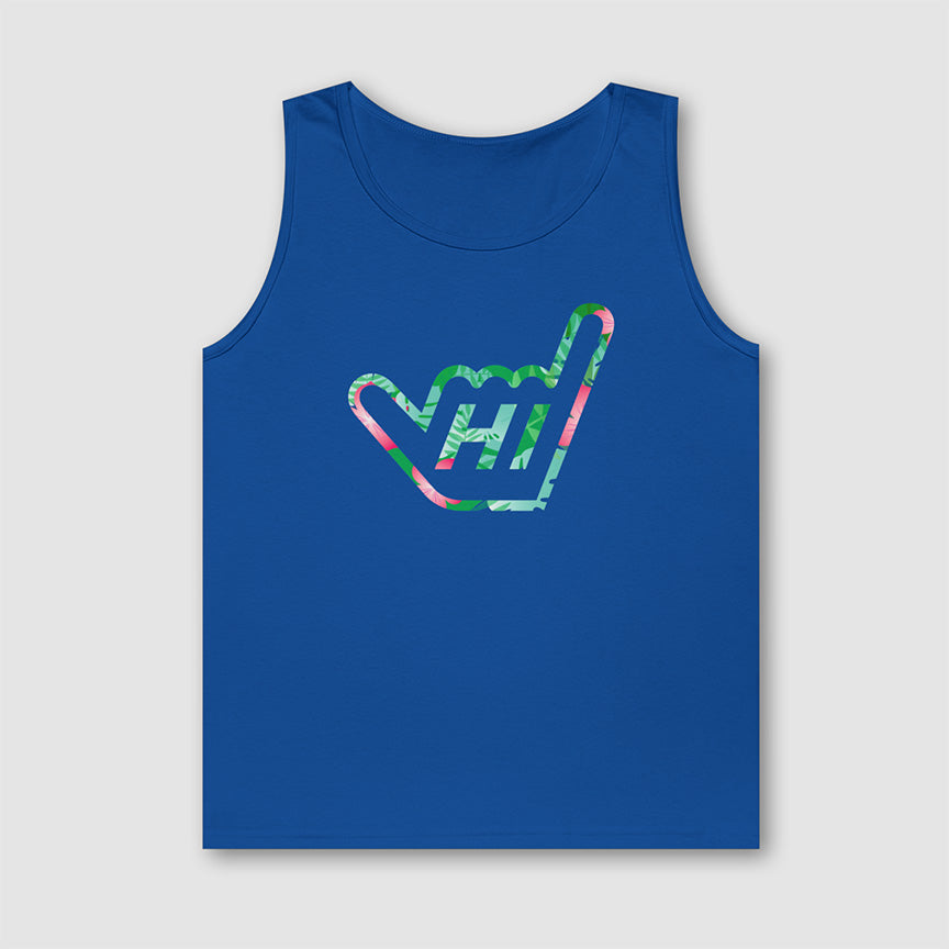 Hawaii HI Shaka Floral Pattern Unisex Tank Top