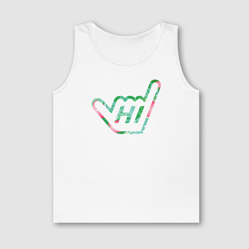 Hawaii HI Shaka Floral Pattern Unisex Tank Top