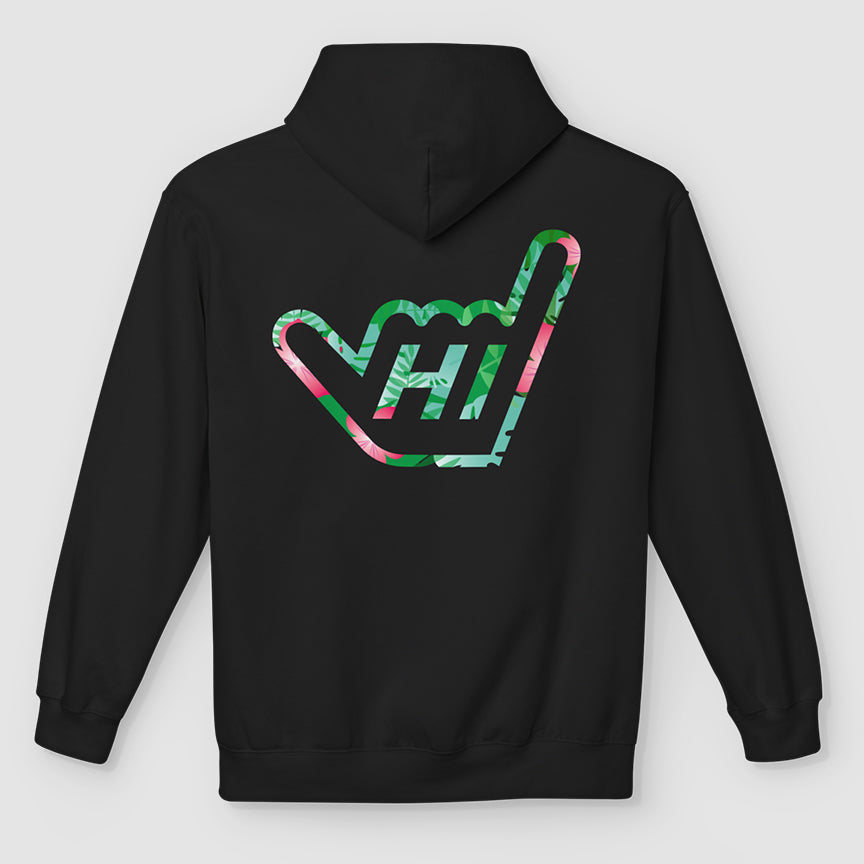 Hawaii HI Shaka Floral Hand Unisex Midweight Soft Fleece Hoodie