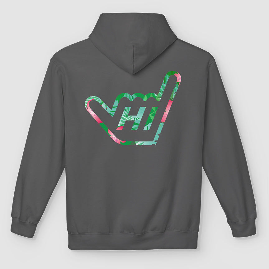 Hawaii HI Shaka Floral Hand Unisex Midweight Soft Fleece Hoodie