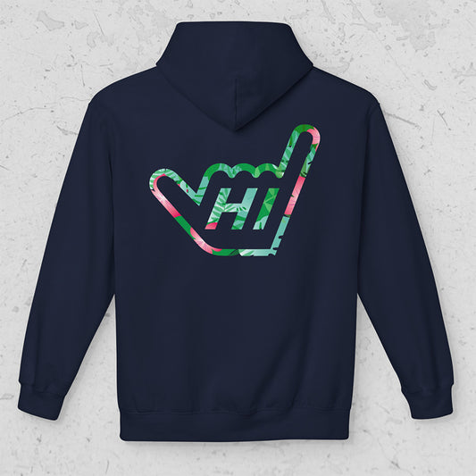 Hawaii HI Shaka Floral Hand Unisex Midweight Pullover Hoodie